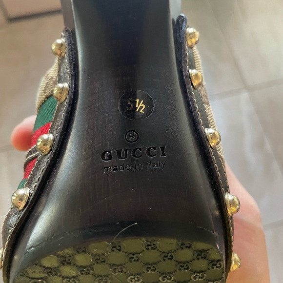 GUCCI Signature Web Horsebit Clog Heel Sandals 5.5 - Picture 7 of 7